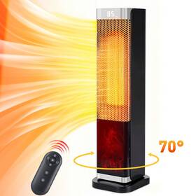 Wlretmci 680358149653 1500w Tower Space Heater With Remote And Thermostat Black