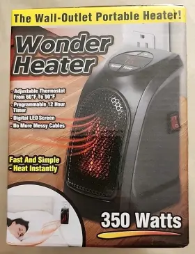 Tek188 Wonder Heater 3 Way Plug Outlet Wall 350 Watt Personal Ib6