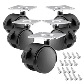 1.5in02 Yiovvom 1.5 Inch Furniture Caster With Brake 5pcs Plate Swivel Nylon Small Casters