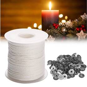 Yodooltly 784141502325 Natural Cotton Candle Wick Core 200ft Roll With 100 Metal Sustainers Tabs - S