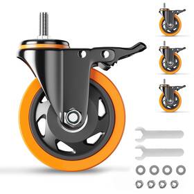 Yupezop 3scw12 3 Inch Caster Wheels 1600lbs Threaded Stem Casters Set Of 4 Heavy Duty 1/2