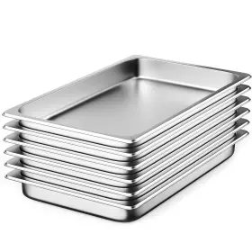 1-1d2.5p6t8 Zeropone 6 Pack Hotel Pans Full Size 2.5 Inch Deep Stainless Steel Steam Table Pan 20.8