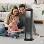 Lasko Electric Tower Heater Remote Control Oscillation Digital Display Black Open. Price: $35.00.