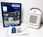 Delonghi Capsule Ceramic Heater For Indoor Use. 1500 Watts. White Finish Used. Price: $14.99.