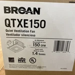 Broan QTXE150 Energy Star Ventilation Fan Cfm 1.4 Sones - New. Price: $229.99.