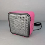 Amazon Basics Mini Ceramic Space Heater 500W Pink 5.9" X 3.2" 6" Open. Price: $14.99.