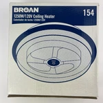 Broan 154 Satin Grille Aluminum 1250W 120V Electric Low Profile Ceiling Heater Open. Price: $80.99.