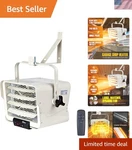 Heavy-duty 240V DR-975 Garage Heater 800 Sq Ft Coverage, White, Remote Control New. Price: $335.99.
