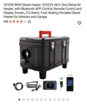 Vevor Diesel Air Heater 12V/24V 8KW Bluetooth App Remote Control For Vehicles New. Price: $160.00.