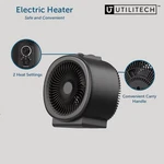 Utilitech 1500-WATT Compact Indoor Electric Space Heater Fan W/ Thermostat Open. Price: $34.00.