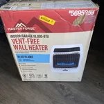 New Master Forge 10,000 Btu Vent-free Blue Flame Wall Heater Open. Price: $124.99.