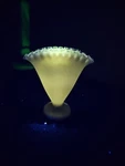 Silvercrest Fenton White Milk Glass Footed Fan Base Ruffled Crimped Clear Used. Price: $20.00.