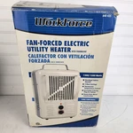Workforce Fan-forced Electric Utility Heater 1300/1500W W/ Thermostat Portable Open. Price: $35.00.