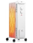 Oil Filled Radiator Space Heater, 3 Settings & Temp Control, Portable, White Open. Price: $39.00.