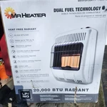 Mr. Heater Dual Fuel 20,000 Btu Vent Free Radiant Natural Gas Or Propane New. Price: $119.99.
