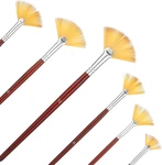 6PCS Artist Fan Paint Brushes Set Nylon Hair Long Wood Handle For Acrylic & Oil New. Price: $9.72.