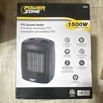 Powerzone Ptc Ceramic Heater 1500W Portable Electric Black Adjustable Thermostat New. Price: $24.69.