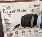 Soleil Electric Digital Ceramic Heater 1500W Indoor, Black PTC-915B Nice New. Price: $25.00.