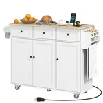Kitchen Island Cart Wheels W/ Drop Leaf Charging Station Wood Top White New. Price: $196.99.
