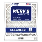 Filter King 13.5X29.5X1 Air 4-PACK Merv 8 Actual Size .75" New. Price: $59.99.