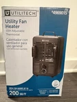 Utilitech 4969015 Portable Fan Heater 1500W 200 Sq Ft Black Tip-over Open. Price: $23.99.