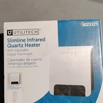 Utilitech Slimline Infrared Quartz Heater, Digital Thermostat, Remote, 300 Sq Ft Open. Price: $40.00.
