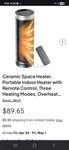 Jibufi Ceramic Fan Heater PTC-SL1702 W/3MODES 1500W New. Price: $34.00.