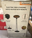 Lifesmart Electric Patio Heater 1500W Remote 3 Settings Adjustable Stand Open. Price: $73.51.