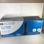 Utilitech 1500-WATT Ceramic Tower Indoor Electric Space Heater With Thermostat Open. Price: $169.99.