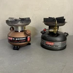 Set Of 2 Vintage Coleman Exponent 550B And 533 Multi Fuel Hiking Camping Stoves Used. Price: $90.00.