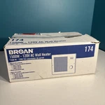 Broan 174 Wall Heater,adjustable Thermostat, 750/1500 Watt 120 Vac - White New. Price: $99.99.
