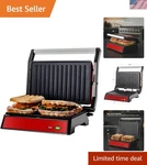 Versatile 1000W Indoor Grill & Sandwich Maker - Easy Clean Compact Design New. Price: $49.99.