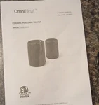 Omniheat Ceramic Personal Heater Owner Manual For Model DQ2509R Open. Price: $27.99.