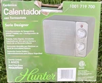 Hunter Serie Designer Ceramic Portable Heater W/ Thermostat, Auto Shut-off, Gray New. Price: $35.00.