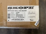 Skope Recessed Wall Fan Heater Model 723QT; White; HF723QT/H297; New In Box. Price: $199.00.