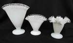 Fenton Silvercrest White Fan Vase Milk Glass Choice Of Or 6 3/4" Ruffle Edge Used. Price: $14.00.