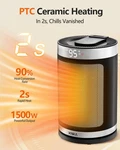 Knka Portable Space Heater - 1500W , Quiet Ceramic Heating With Remote New. Price: $47.12.
