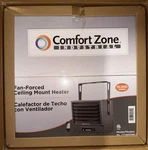 Comfort Zone 10,000 Watt, 240 Volt Industrial Ceiling Mounted Heater With Remote New. Price: $339.00.