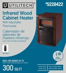 Utilitech Infrared Wood Cabinet Heater Adjustable Thermometer Remote Control Open. Price: $29.99.