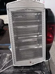 Midea White Portable Electric Space Heater 120V Forced Air Fan Overheat Protect Open. Price: $75.00.