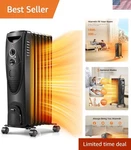 Kismile Electric Oil-filled Radiator Heater 1500W 3 Settings+thermostat Black Used. Price: $39.95.