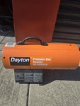 Dayton 3VE55 Portable Gas Torpedo Heater, Liquid Propane, Intermittent Spark, 8 Used. Price: $100.00.