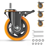 Inch Wheels 2200LBS, Threaded Stem Casters Set Of 1/2"-13X1" Orange New. Price: $37.04.