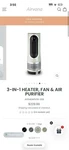 Airvana AV540APHTR-SGE 3-IN-1 Tower Heater Fan Purifier Sage Timer Remote New. Price: $90.00.