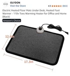 Olydon Electric Heated Floor Mats Under Desk, Foot Warmer - 110V Toes New. Price: $19.59.