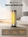 Dreo 35 Solaris Tower Heater With Remote Control Black Settings Oscillating Open. Price: $45.00.