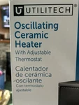 Utilitech Oscillating Ceramic Heater 5703325, 1500W, Adjustable Thermostat New. Price: $34.89.