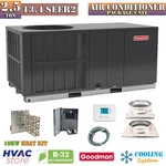 Goodman 2.5 Ton 13.4 SEER2 Air Conditioner Package Unit Horizontal + Install Kit New. Price: $3680.00.